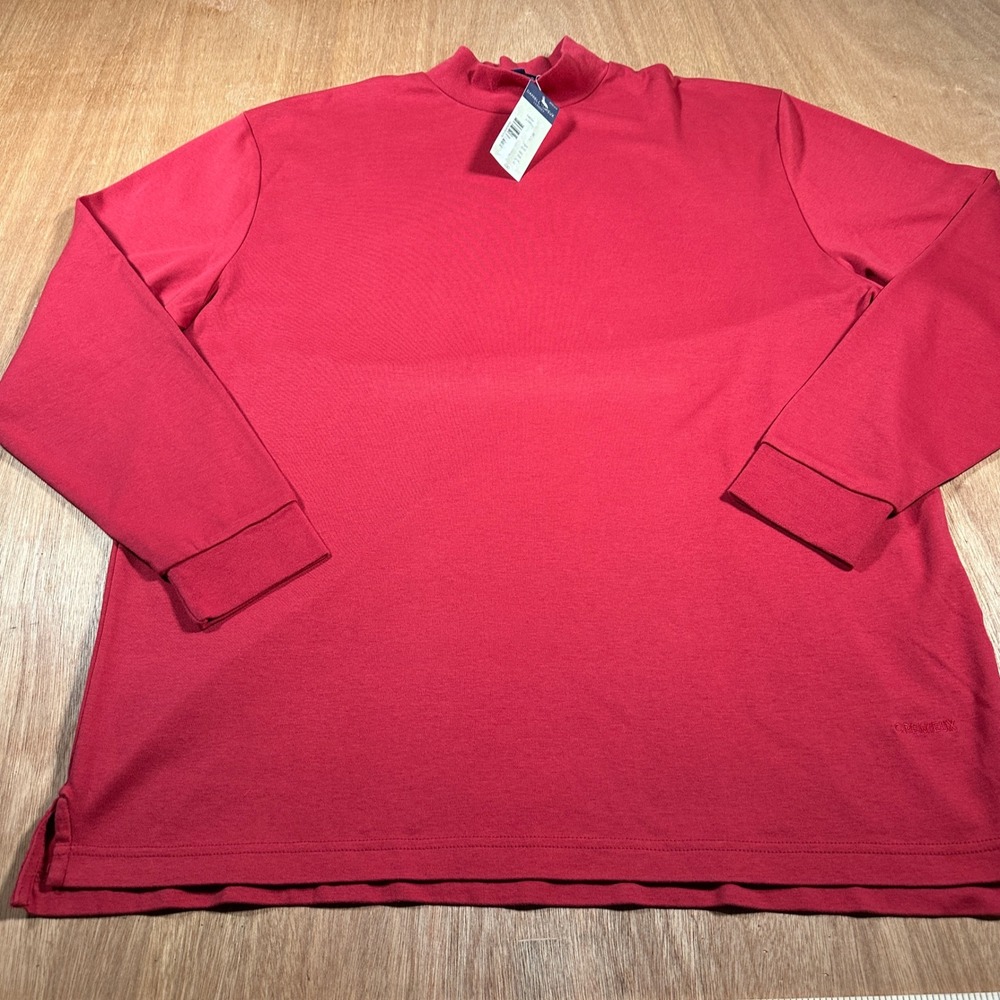 Daniel Cremieux Mock Neck Shirt Mens Large Red Long Sleeve Cotton Classics NWT